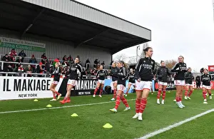 Arsenal Women V Everton Women 2022-23 Prints: Arsenal Women's Squad Pre-Match Warm-Up vs Everton: Lotte Wubben-Moy in Focus at Meadow Park
