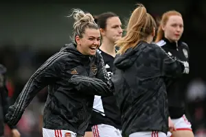 Arsenal Women V Manchester City Women 2022-23 Prints: Arsenal Women's Star Laura Wienroither's Focused Warm-Up Ahead of Manchester City Showdown