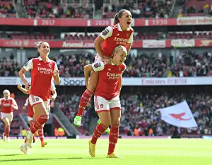 Arsenal Women's Super League: Beth Mead and Katie McCabe Celebrate Goal Against Tottenham Hotspur