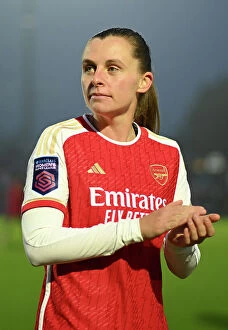 Images Dated 26th November 2023: Arsenal Women's Super League Victory: Noelle Maritz Celebrates with Fans after Beating West Ham
