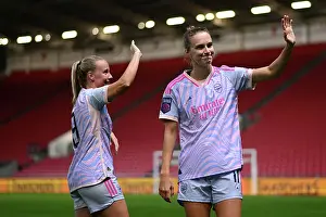 Bristol City Women V Arsenal Women 2023-24 Prints: Arsenal Women's Super League Victory: Unforgettable Celebration of Mead and Miedema