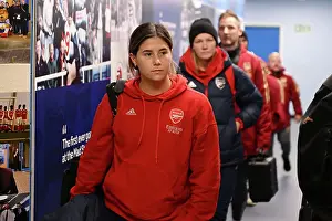 Arsenal Women's Team Arrives at Reading's Stadium for FA Women's Continental Tyres League Cup Match