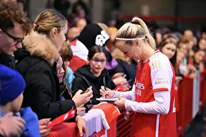 Brighton And Hove Albion V Arsenal 2023-24 Prints: Arsenal Women's Team Celebrates Victory at Brighton & Hove Albion: Amanda Ilestedt Signs Autographs