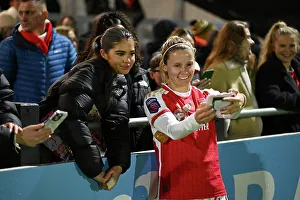 Arsenal Women's Team: Cloe Lacasse Interacts with Fans after Victory over Bristol City (Conti Cup 2023-24)
