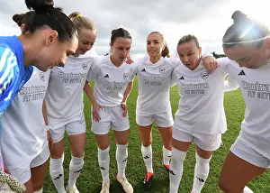 Arsenal Women's Team Huddle Before FA Cup Match Against Watford Women