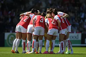 Arsenal Women's Team Huddle Before Kick-off Against Aston Villa in FA WSL (2022-23)