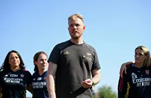 Arsenal Women V Aston Villa Women 2022-23 Prints: Arsenal Women's Team: Jonas Eidevall Gives Pep Talk After Arsenal v Aston Villa Match