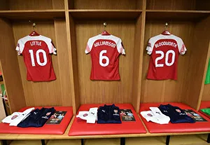 Arsenal V Manchester City - Continental Cup Final 2019 Prints: Arsenal Women's Team: Preparing in the Changing Room for the FA WSL Continental Cup Final Against Manchester City