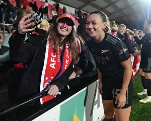 Ajax Women V Arsenal Women 2022-23 Prints: Arsenal Women's Team Triumphs at AFC Ajax: McCabe's Selfie with Fans in UEFA Women's Champions League