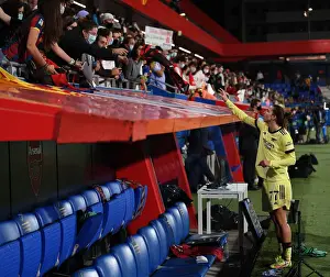 Barcelona V Arsenal Women 2021-22 Prints: Arsenal Women's Tobin Heath Greets Fans with Autographs After UEFA Champions League Match Against Barcelona