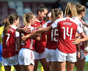 Arsenal Women V Brighton And Hove Albion 2020-21 Prints: Arsenal Women's Triumph: Jordan Nobbs Scores Second Goal in Empty Meadow Park (2020-21 Season)