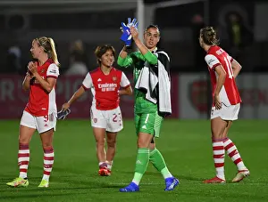 Arsenal Women's UEFA Champions League Victory: Manuela Zinsberger Celebrates with Fans