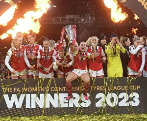 Arsenal Women V Chelsea Women - Conti Cup Final 2023 Prints: Arsenal Women's Victory in FA WSL Continental Tyres League Cup Final: Katie McCabe Hoists the Trophy