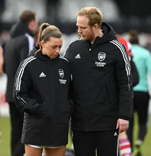 Arsenal Women V Manchester United Women 2021-22 Prints: Arsenal Women's Victory: Jonas Eidevall and Katie McCabe Celebrate Over Manchester United Women in FA WSL Match