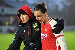 Images Dated 26th November 2023: Arsenal Women's Victory: Leah Williamson and Lotte Wubben-Moy's Emotional Reunion After Defeating