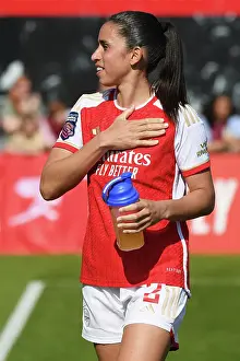 Arsenal Women's Victory: Rafaelle Souza Celebrates with Fans after Arsenal v Aston Villa (2022-23)
