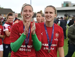 Arsenal Women V Manchester City Women 2018-19 Prints: Arsenal Women's Victory: Van Veenendaal and Miedema Celebrate with Fans