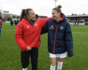 Images Dated 14th January 2024: Arsenal Women's Vivianne Miedema and Teyah Goldie Celebrate Post-Match Embrace after FA Cup