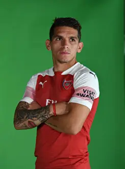 Arsenal's 2018/19 First Team: Lucas Torreira at the Team Photo Call