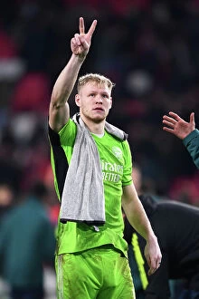 PSV Eindoven v Arsenal 2023-24 Collection: Arsenal's Aaron Ramsdale Acknowledges Fans after PSV Eindhoven Clash in 2023-24 Champions League