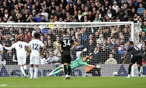 Arsenal's Aaron Ramsdale Braces for Leeds United's Penalty in 2022-23 Premier League Clash