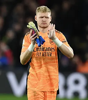 Arsenal's Aaron Ramsdale Celebrates with Fans after Crystal Palace Victory
