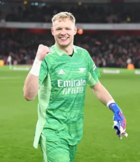 Arsenal's Aaron Ramsdale Celebrates Goalkeeper Win against Wolverhampton Wanderers in 2021-22 Premier League