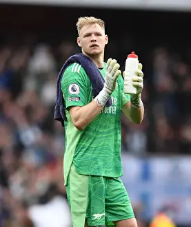 Arsenal V Manchester City 2021-22 Prints: Arsenal's Aaron Ramsdale Celebrates Hard-Fought Victory over Manchester City in the Premier League 2021-22