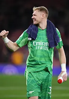 Arsenal V West Ham United 2021-22 Prints: Arsenal's Aaron Ramsdale Celebrates Victory with Ecstatic Fans at Emirates Stadium