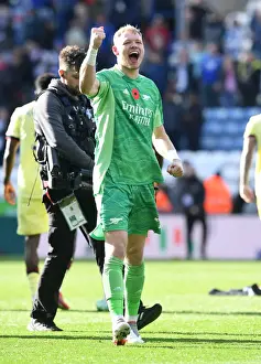 Leicester City V Arsenal 2021-22 Prints: Arsenal's Aaron Ramsdale Celebrates Victory Over Leicester City in the Premier League