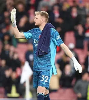 Arsenal's Aaron Ramsdale Celebrates Victory Over Watford, Premier League 2021-22