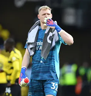 Arsenal's Aaron Ramsdale Celebrates Victory over Watford with Fans