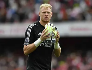 Arsenal's Aaron Ramsdale Celebrates Win Against Nottingham Forest in 2023-24 Premier League