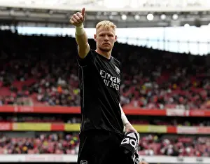 Arsenal's Aaron Ramsdale: Exulting in Victory over Nottingham Forest in the 2023-24 Premier League