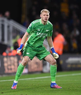 Images Dated 10th February 2022: Arsenal's Aaron Ramsdale Faces Off in Intense Premier League Showdown Against Wolverhampton