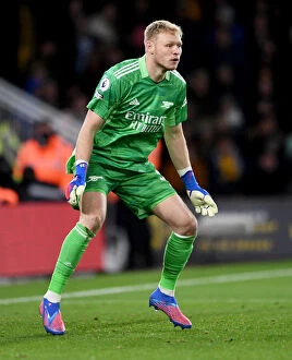 Images Dated 10th February 2022: Arsenal's Aaron Ramsdale Faces Off in Intense Premier League Showdown Against Wolverhampton