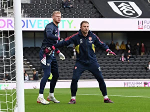 Fulham v Arsenal 2022-23 Collection: Arsenal's Aaron Ramsdale and Goalkeeping Coach Inaki Cana Prepare Before Fulham Match