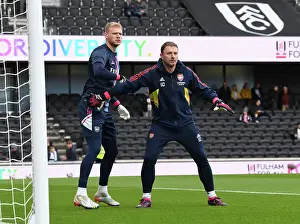 Arsenal's Aaron Ramsdale and Goalkeeping Coach Inaki Cana Prepare Before Fulham Match, Premier League 2022-23