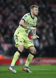 Liverpool V Arsenal Carabao Cup 21-22 Prints: Arsenal's Aaron Ramsdale Goes Head-to-Head with Liverpool in Carabao Cup Semi-Final Showdown