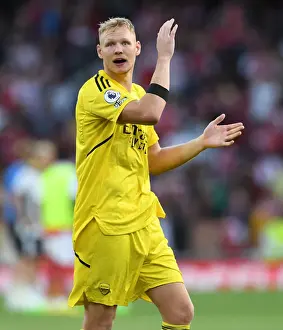 Arsenal's Aaron Ramsdale Reacts After Arsenal FC vs Fulham FC in 2022-23 Premier League