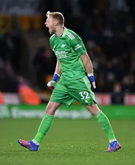 Arsenal's Aaron Ramsdale: Thrilling Win Celebration vs. Wolverhampton Wanderers in Premier League