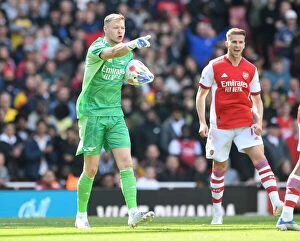 Images Dated 23rd April 2022: Arsenal's Aaron Ramsdale: Unforgettable Performance Against Manchester United - Premier League