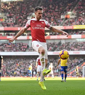 Arsenal V Southampton 2018-19 Prints: Arsenal's Aaron Ramsey in Action Against Southampton in Premier League