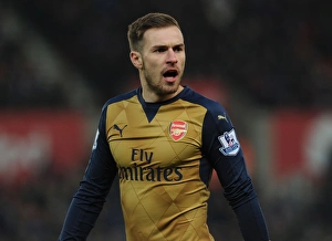Stoke City V Arsenal 2015-16 Prints: Arsenal's Aaron Ramsey in Action against Stoke City, Premier League 2015-16