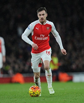Arsenal's Aaron Ramsey in Action Against Swansea City, Premier League 2015-16