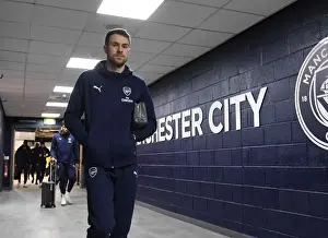 Manchester City V Arsenal 2018-19 Prints: Arsenal's Aaron Ramsey Arrives at Etihad Stadium for Manchester City vs Arsenal (Premier League)