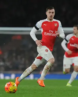 Arsenal V Newcastle United 2015-16 Prints: Arsenal's Aaron Ramsey Battles for Possession against Newcastle United in Premier League Showdown (2015-16)