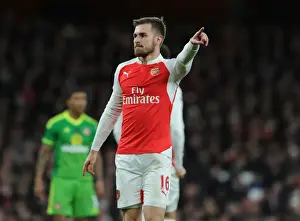 Arsenal Sunderland 2015-16 Prints: Arsenal's Aaron Ramsey Battles for Possession Against Sunderland in Premier League Showdown