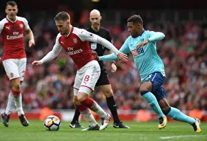 Arsenal V AFC Bournemouth 2017-18 Prints: Arsenal's Aaron Ramsey Clashes with Bournemouth's Jordon Ibe in Premier League Showdown