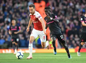 Arsenal V Everton 2018-19 Prints: Arsenal's Aaron Ramsey Clashes with Everton's Idrissa Gueye in Premier League Showdown